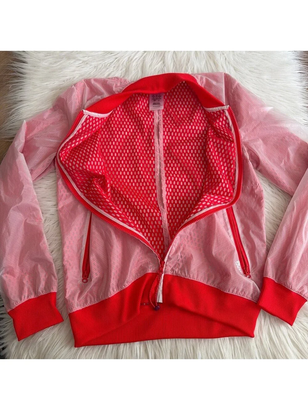 Rare Adidas ADIGILD White Orange Mesh Open Back Track Jacket  size  S
